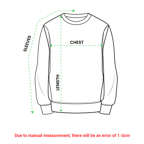 All Over Print Sweatshirt Size chart