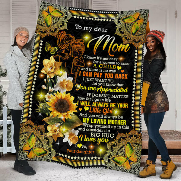 Mother Sunflower To My Mom Mom Gift Quilt Blanket