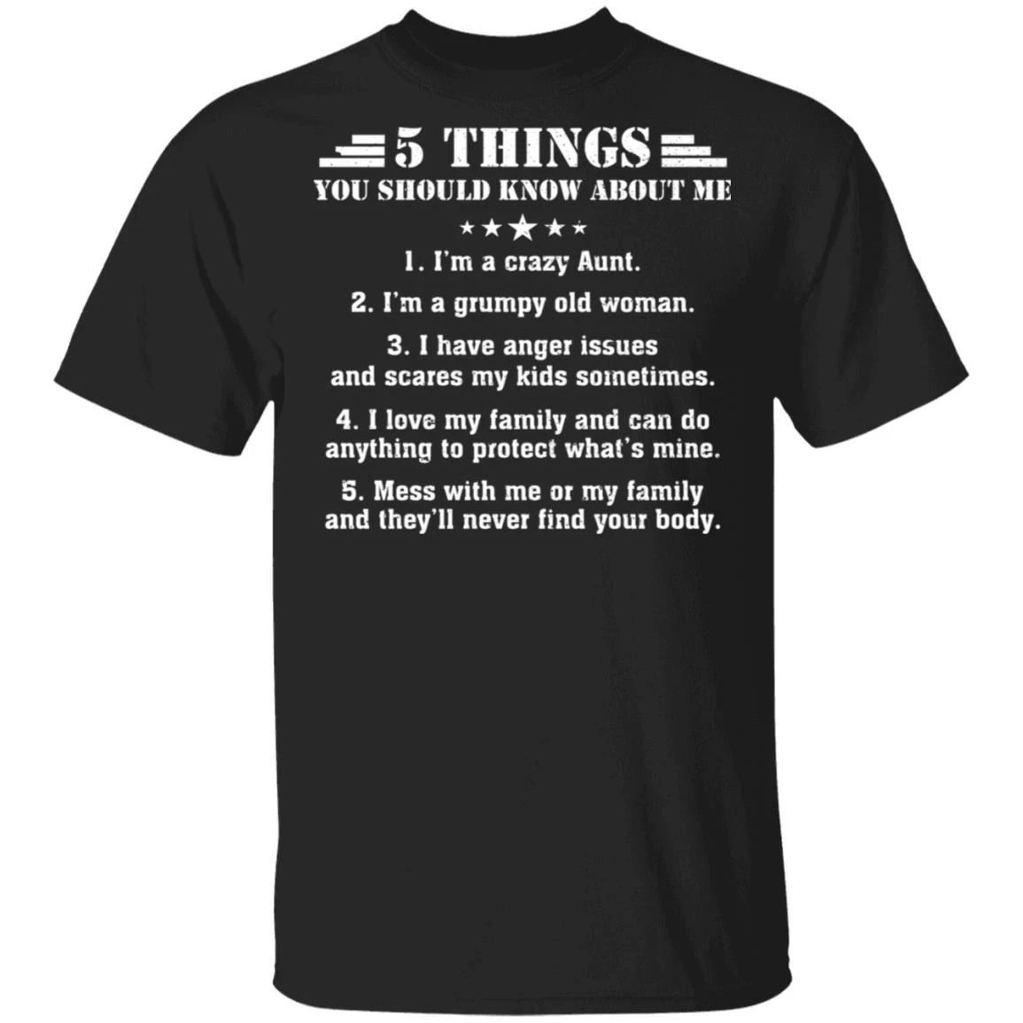 5 Things You Should Know About Me Aunt T-shirt