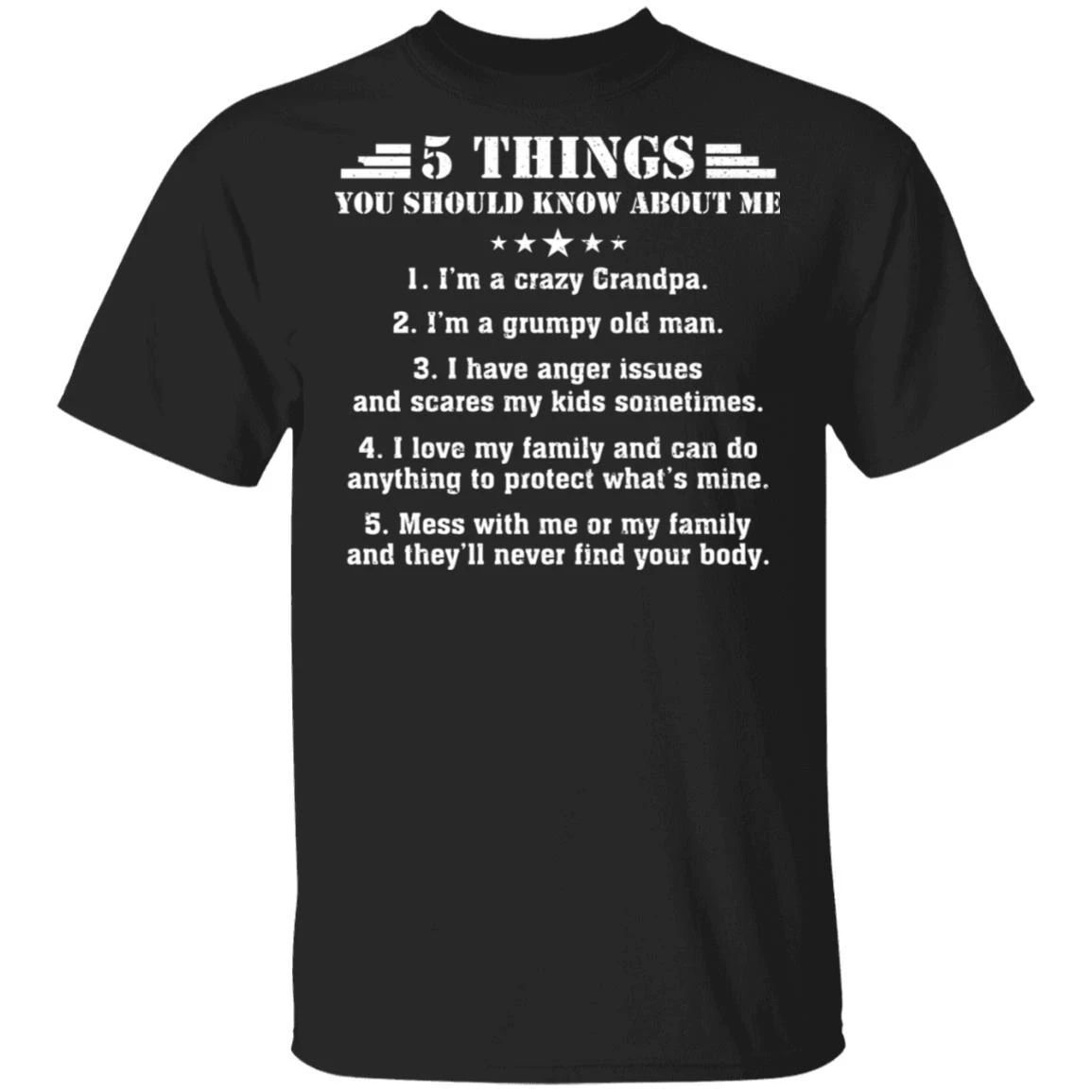 5 Things You Should Know About Me Grandpa T-shirt