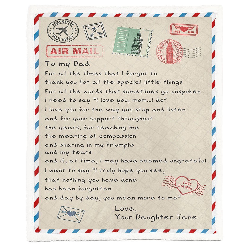 Alldaytee Airmail Letter Mothers Day Gift Custom Name Blanket