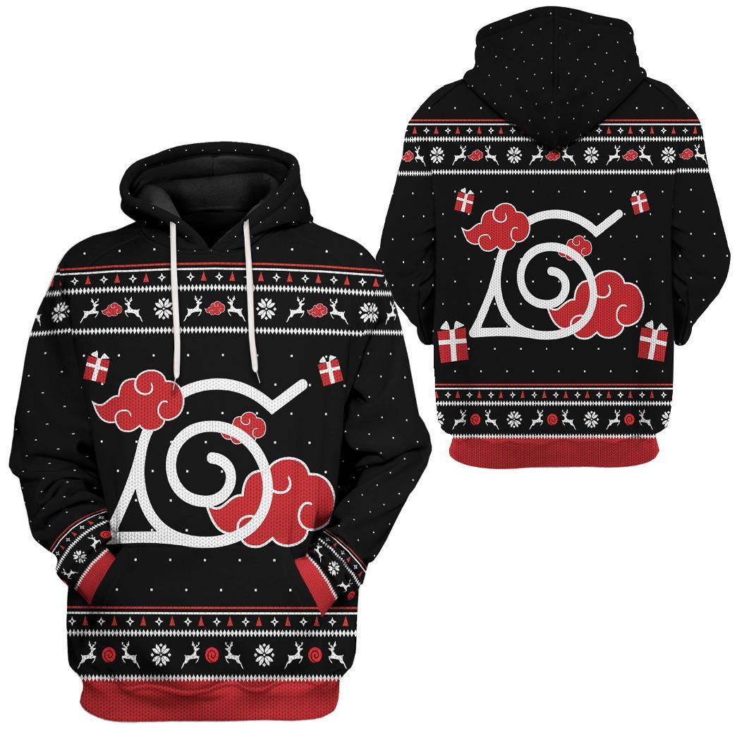 Akatsuki Ugly Sweater Christmas All Over Print T-Shirt Hoodie Fan Gifts Idea 3