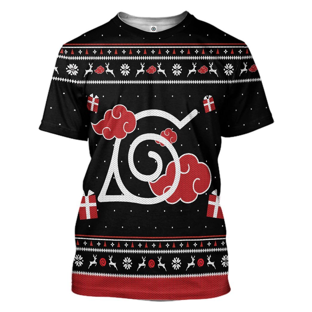 Akatsuki Ugly Sweater Christmas All Over Print T-Shirt Hoodie Fan Gifts Idea 21