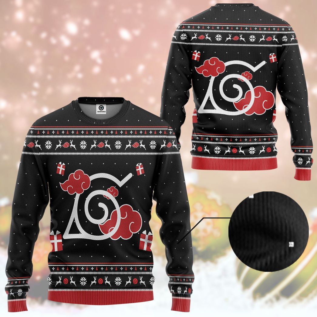 Akatsuki Ugly Sweater Christmas All Over Print T-Shirt Hoodie Fan Gifts Idea 17