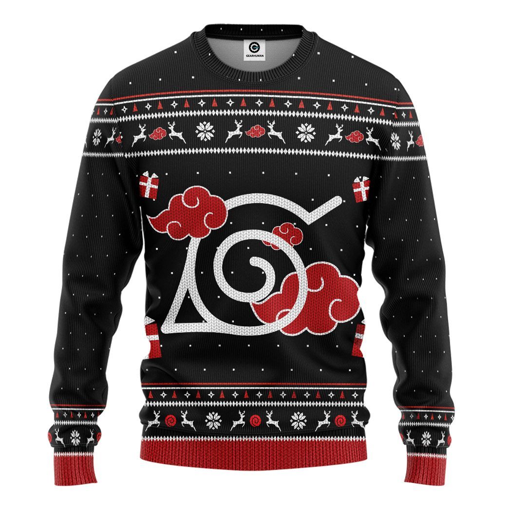 Akatsuki Ugly Sweater Christmas All Over Print T-Shirt Hoodie Fan Gifts Idea 19