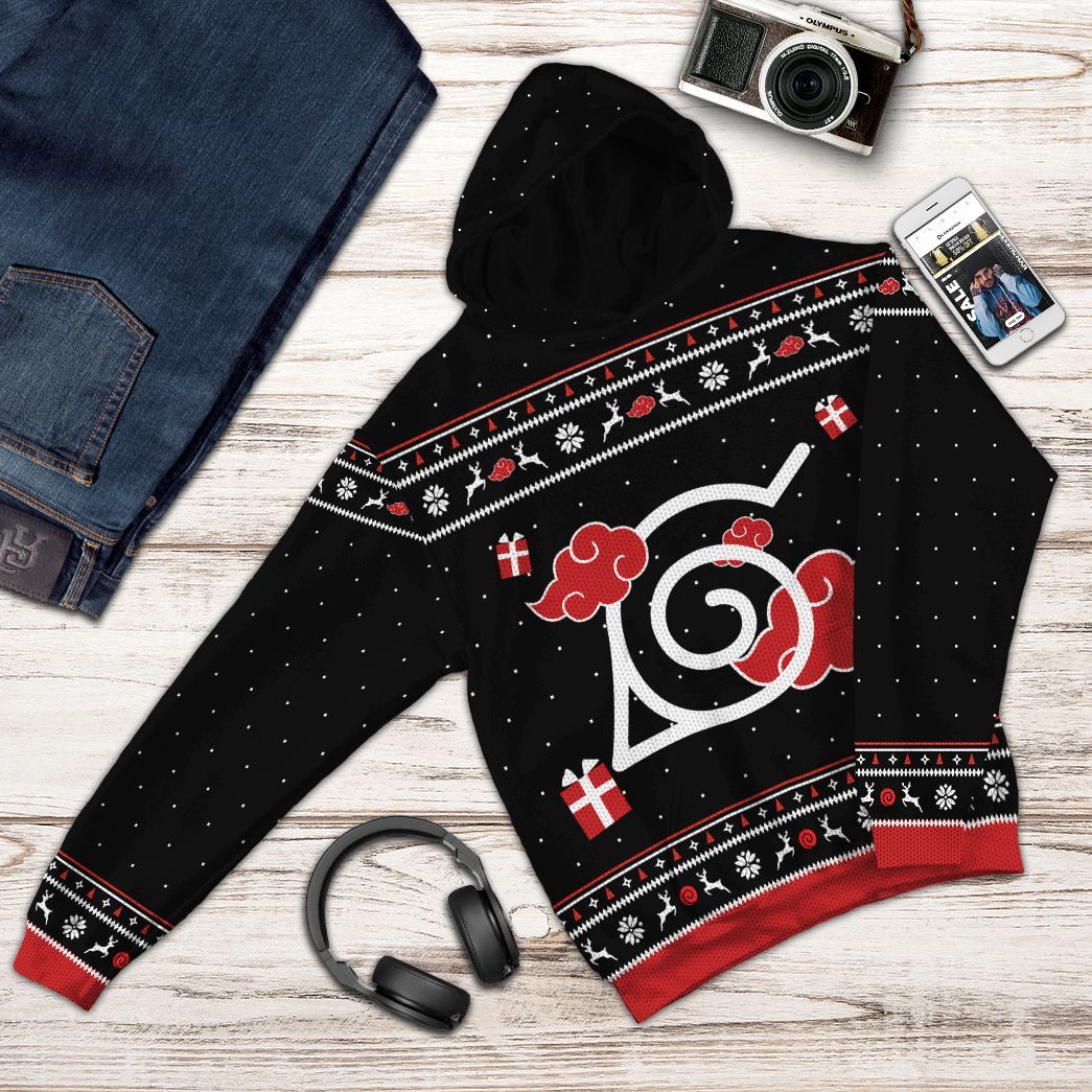 Akatsuki Ugly Sweater Christmas All Over Print T-Shirt Hoodie Fan Gifts Idea 11