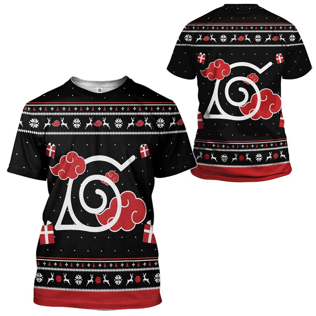 Akatsuki Ugly Sweater Christmas All Over Print T-Shirt Hoodie Fan Gifts Idea 1