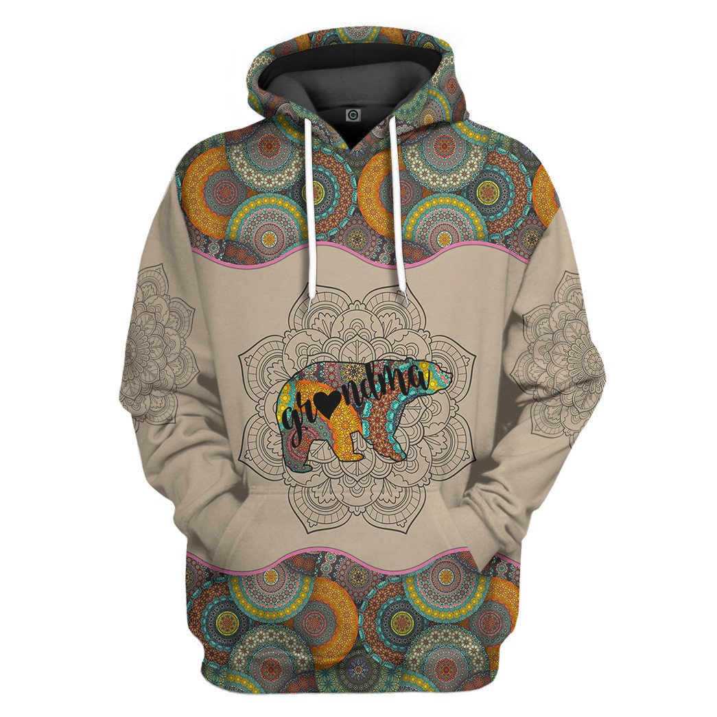 Bear Grandma Mandala All Over Print T-Shirt Hoodie Fan Gifts Idea