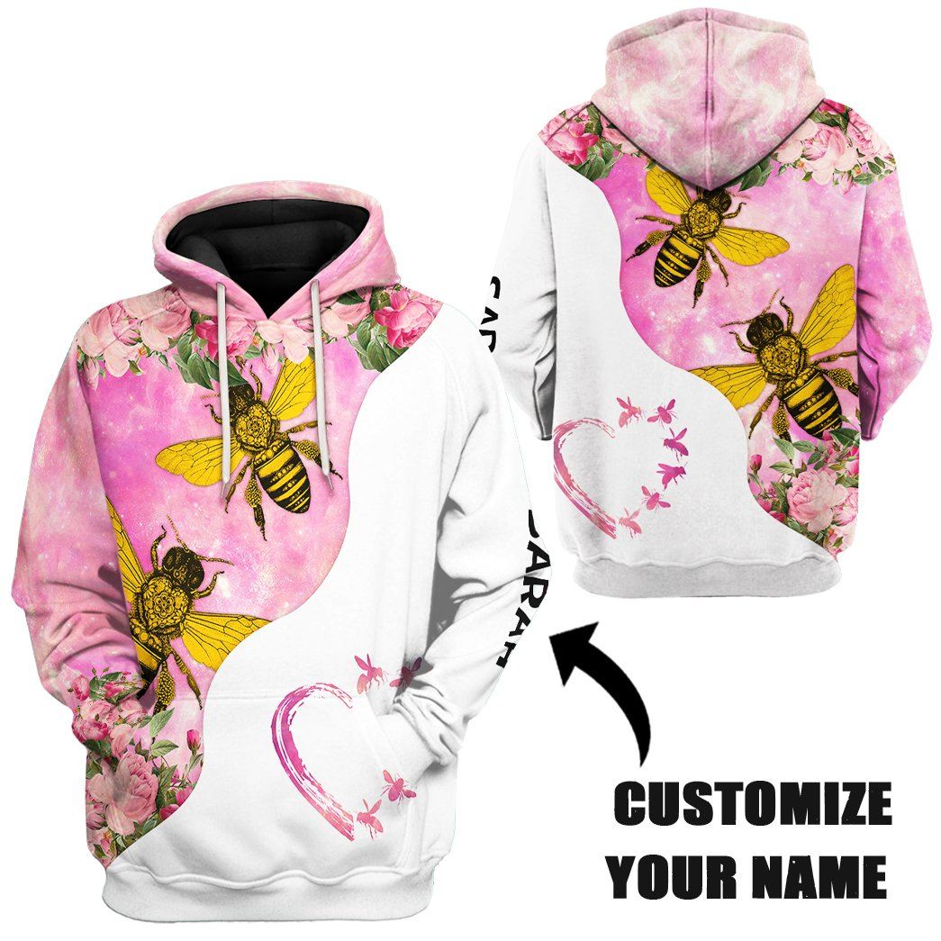 Bee Love Pink Heart Custom Name Tshirt Hoodie Apparel