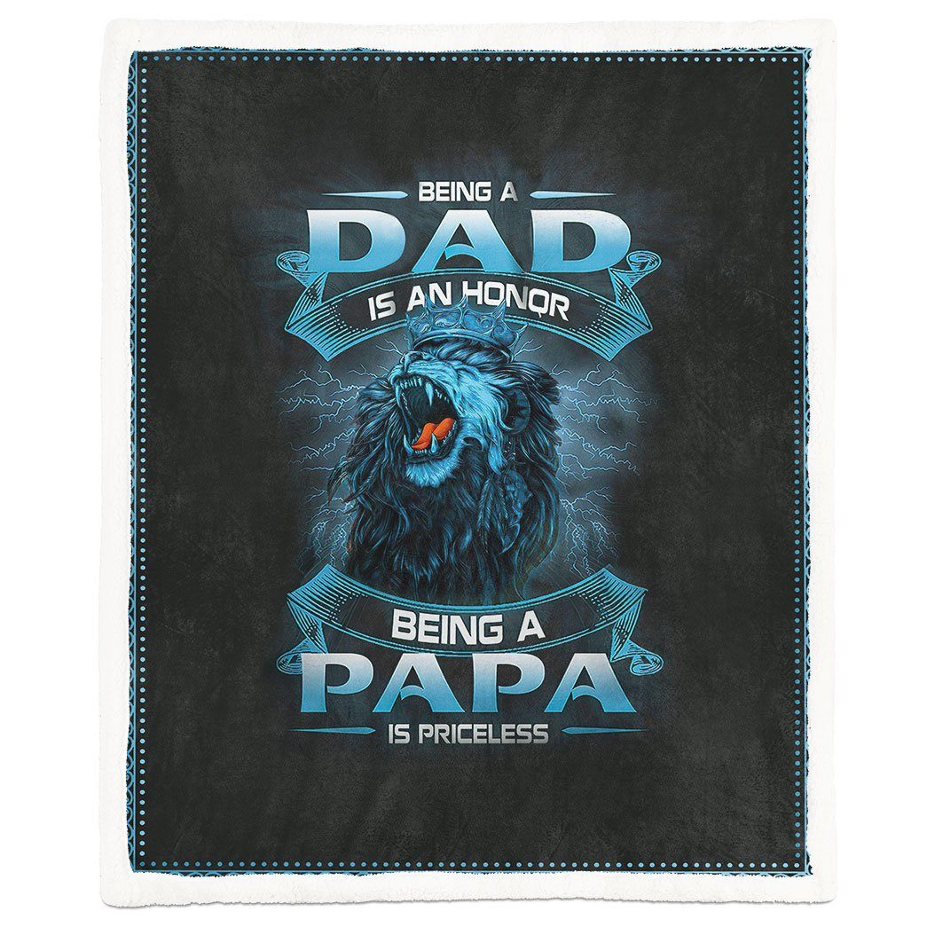 Alldaytee Being A Papa Is Priceless Lion Fathers Day Gift Custom Blanket