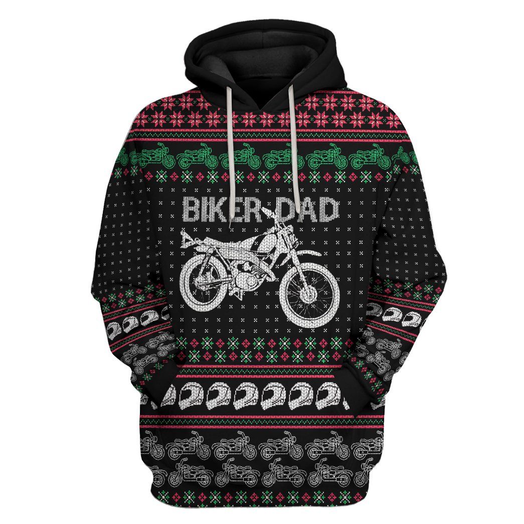 Biker Dad Braaap Ugly Christmas Sweater Tshirt Hoodie Apparel