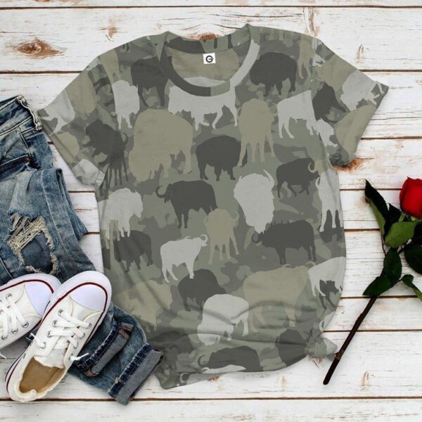 Bison Camo All Over Print T-Shirt Hoodie Fan Gifts Idea 9