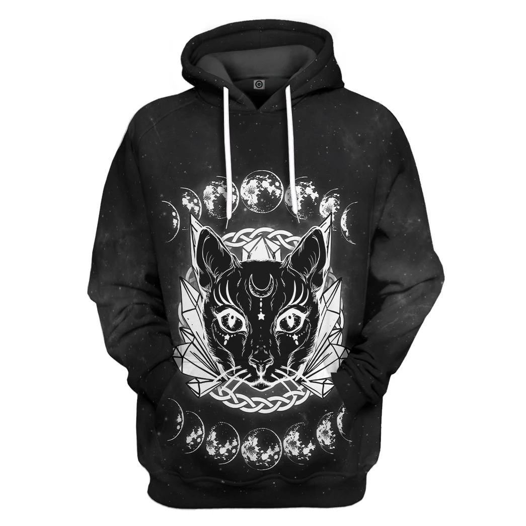 Black Cat Wiccan Moon All Over Print T-Shirt Hoodie Fan Gifts Idea