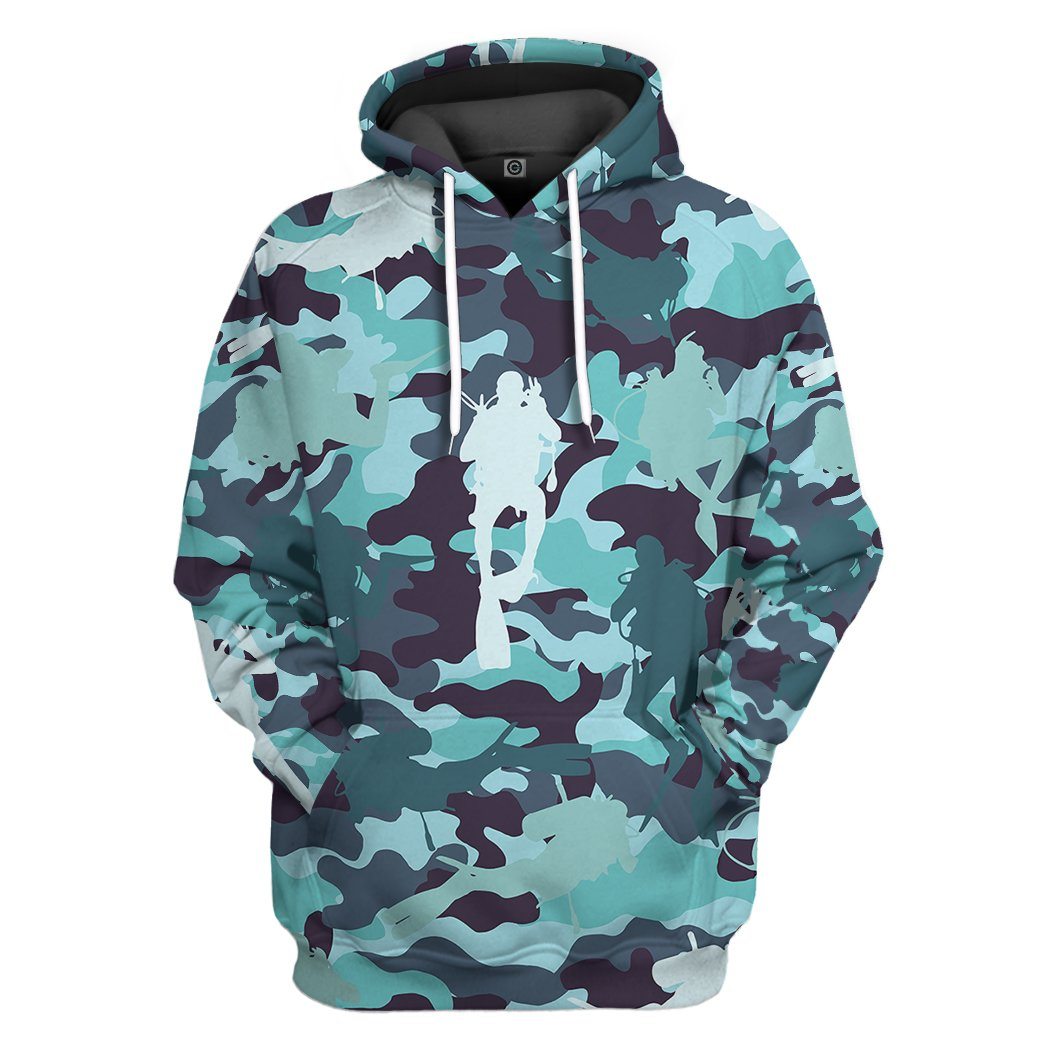 Camo Scuba Diving All Over Print T-Shirt Hoodie Fan Gifts Idea