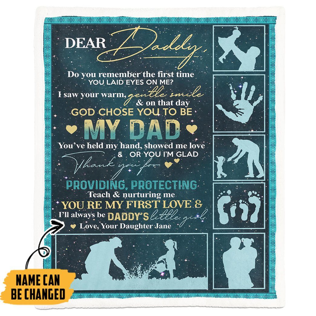 Alldaytee Dear Daddy Happy Fathers Day Custom Name Blanket