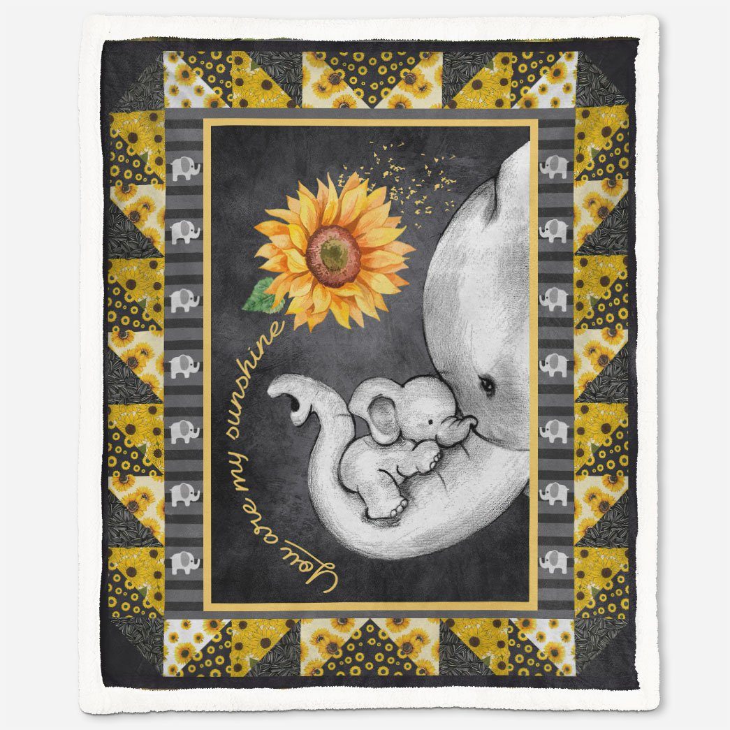 Alldaytee Elephant Sunflower Mom Mothers Day Gift Custom Blanket