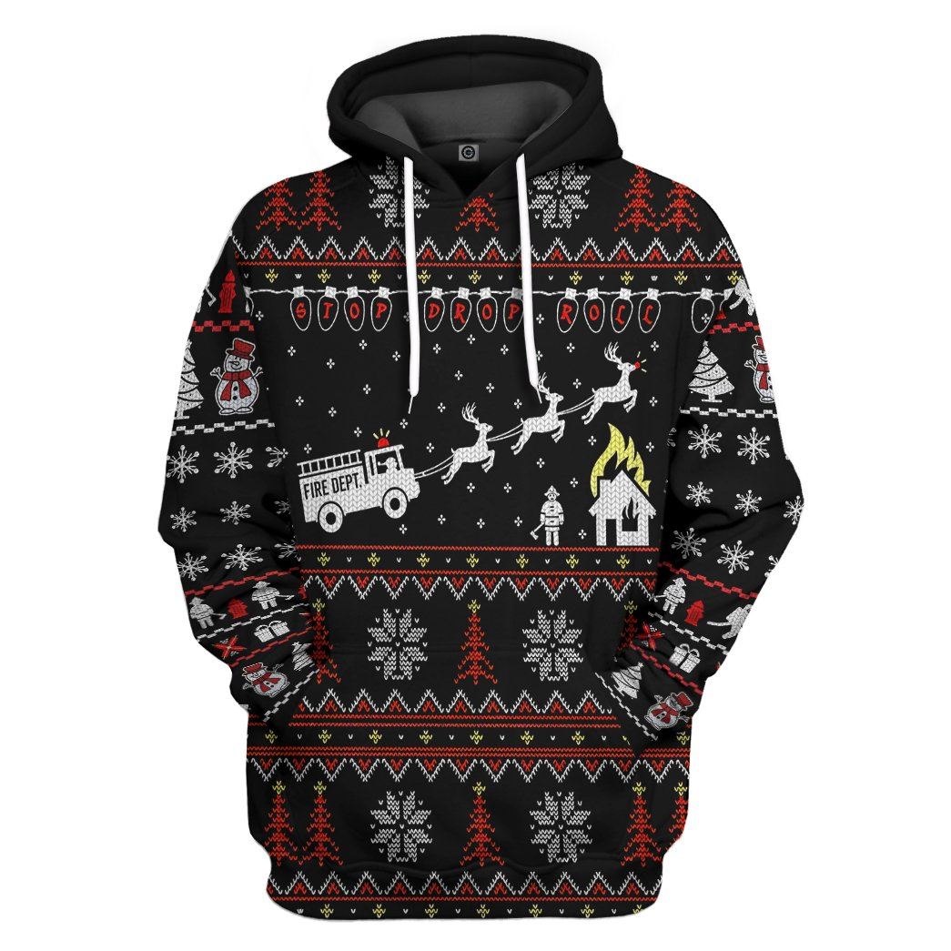 Firefighter FIRE DEPT Ugly Christmas Sweater Custom Hoodie Apparel