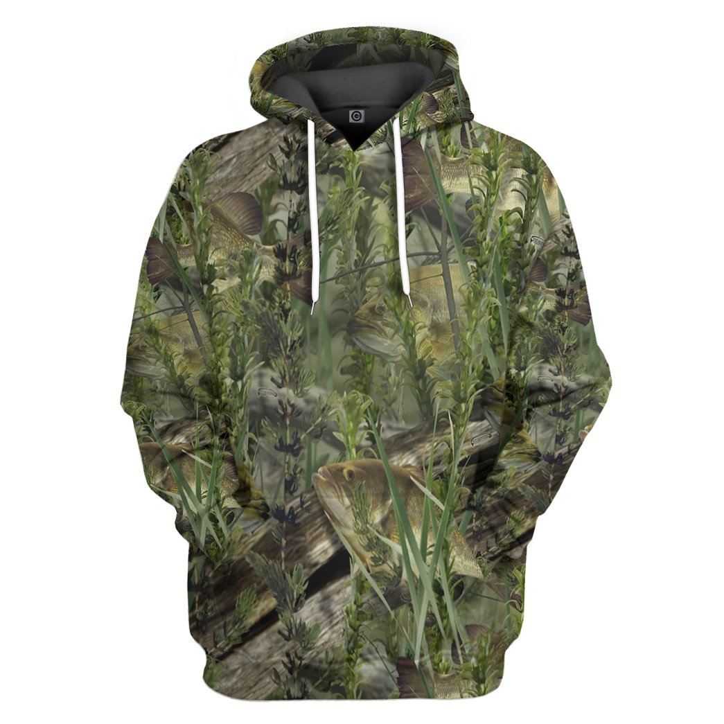 Fishouflage Bass Camo For Fishing All Over Print T-Shirt Hoodie Fan Gifts Idea