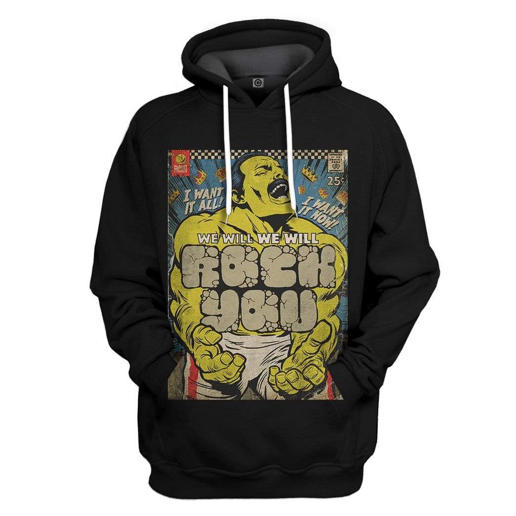 Freddie Mercury We Will Rock You Vintage Comic Book Covers Custom Hoodie Apparel