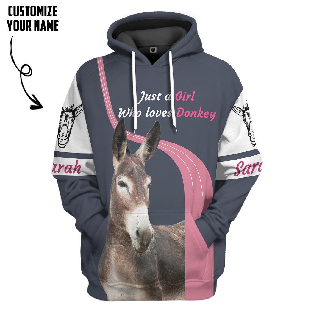 Girl Loves Donkey Custom Name Tshirt Hoodie Apparel