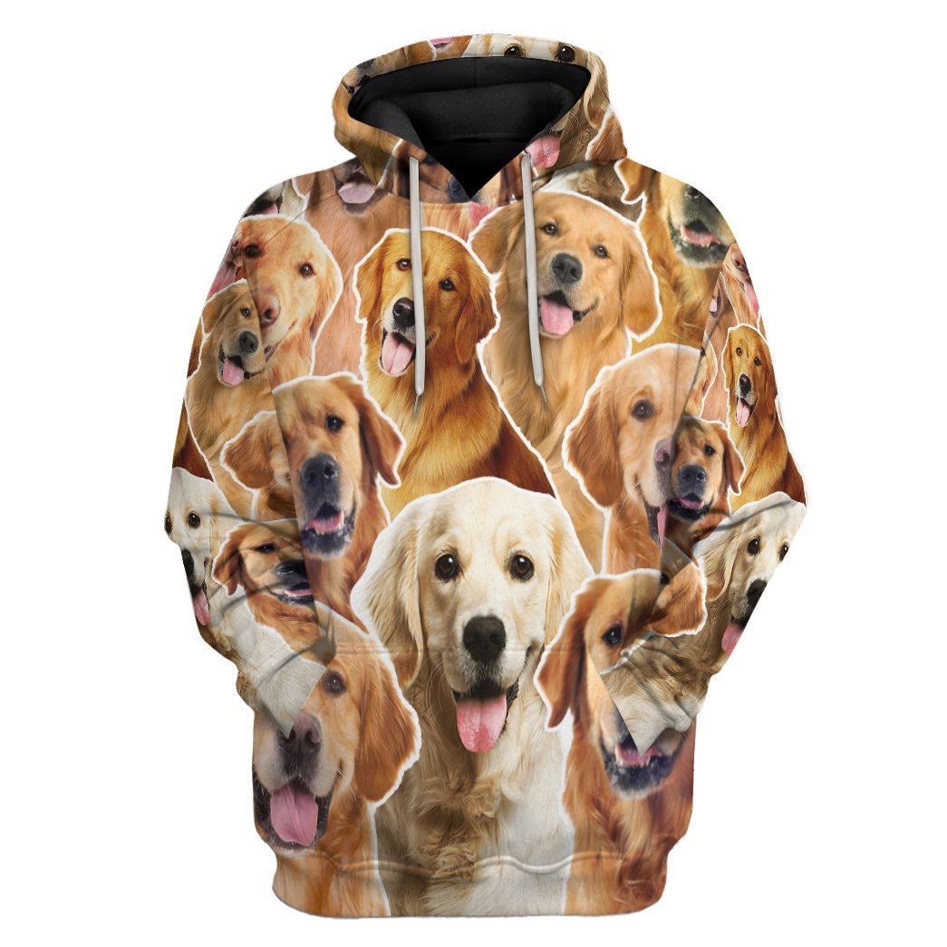 Golden Retriever All Over Custom Hoodie Apparel