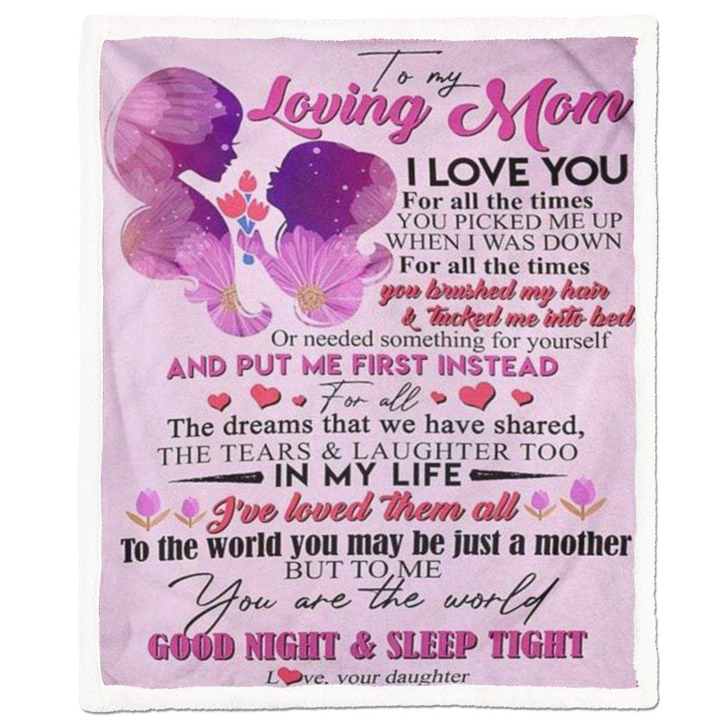Alldaytee Good Night and Sleep Tight To My Mom Blanket