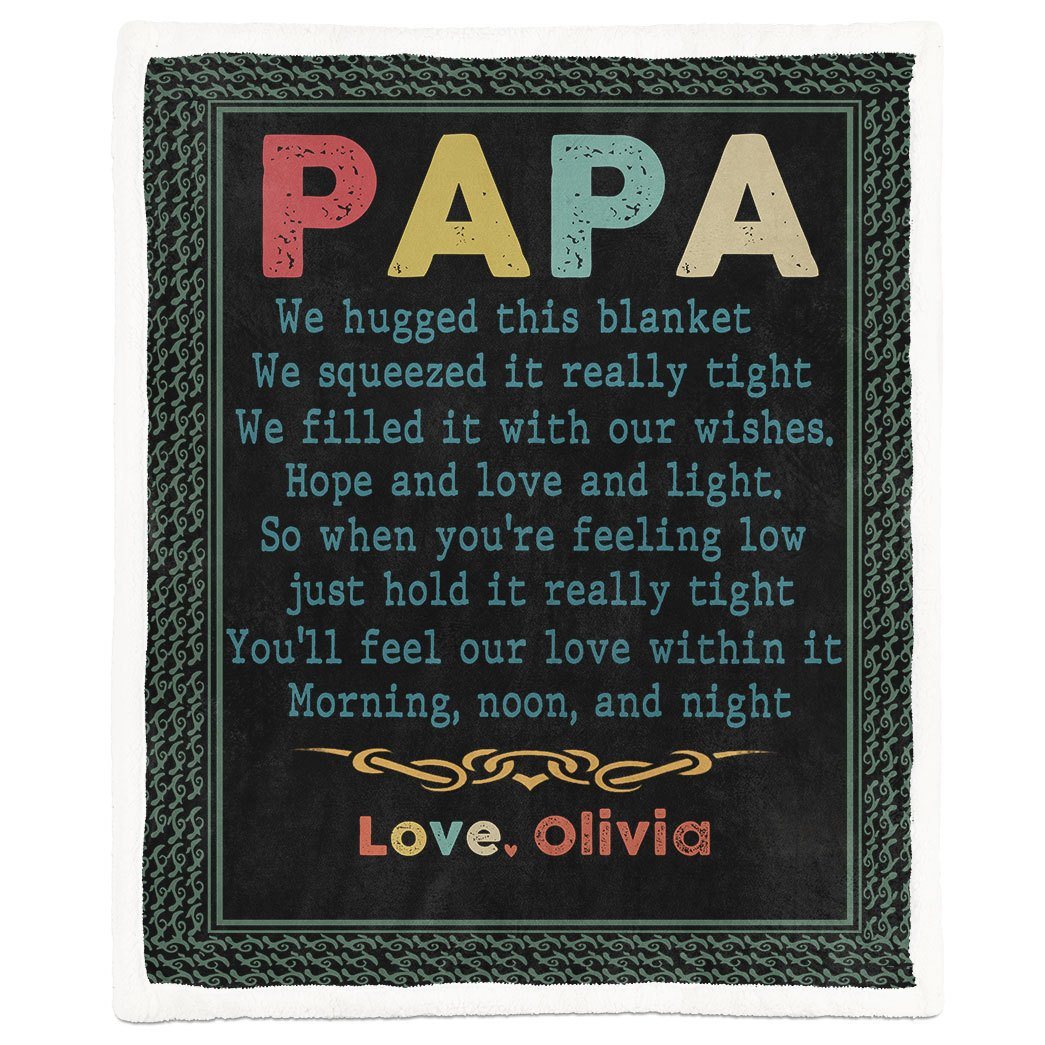 Alldaytee Happy Fathers Day Gift Papa We Love You Custom Name Blanket