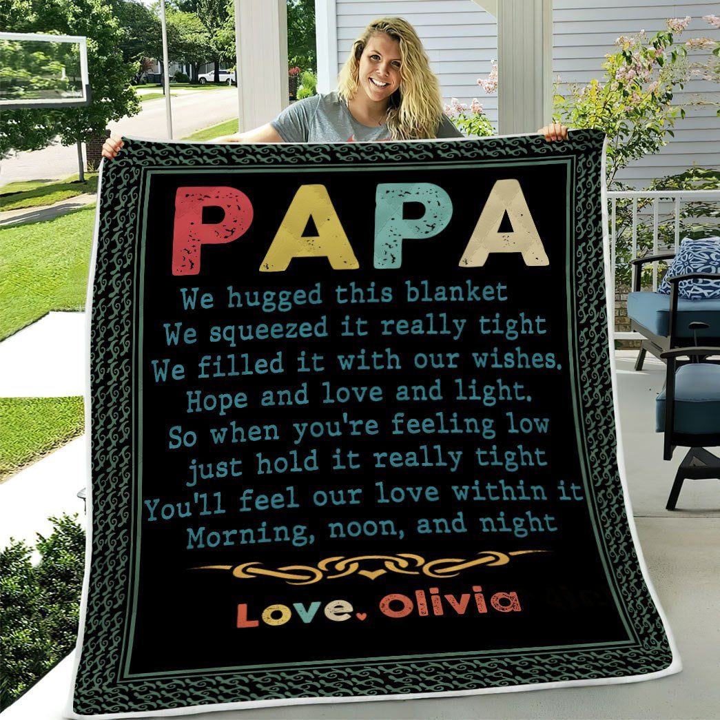 Alldaytee Happy Fathers Day Gift Papa We Love You Custom Name Blanket 9