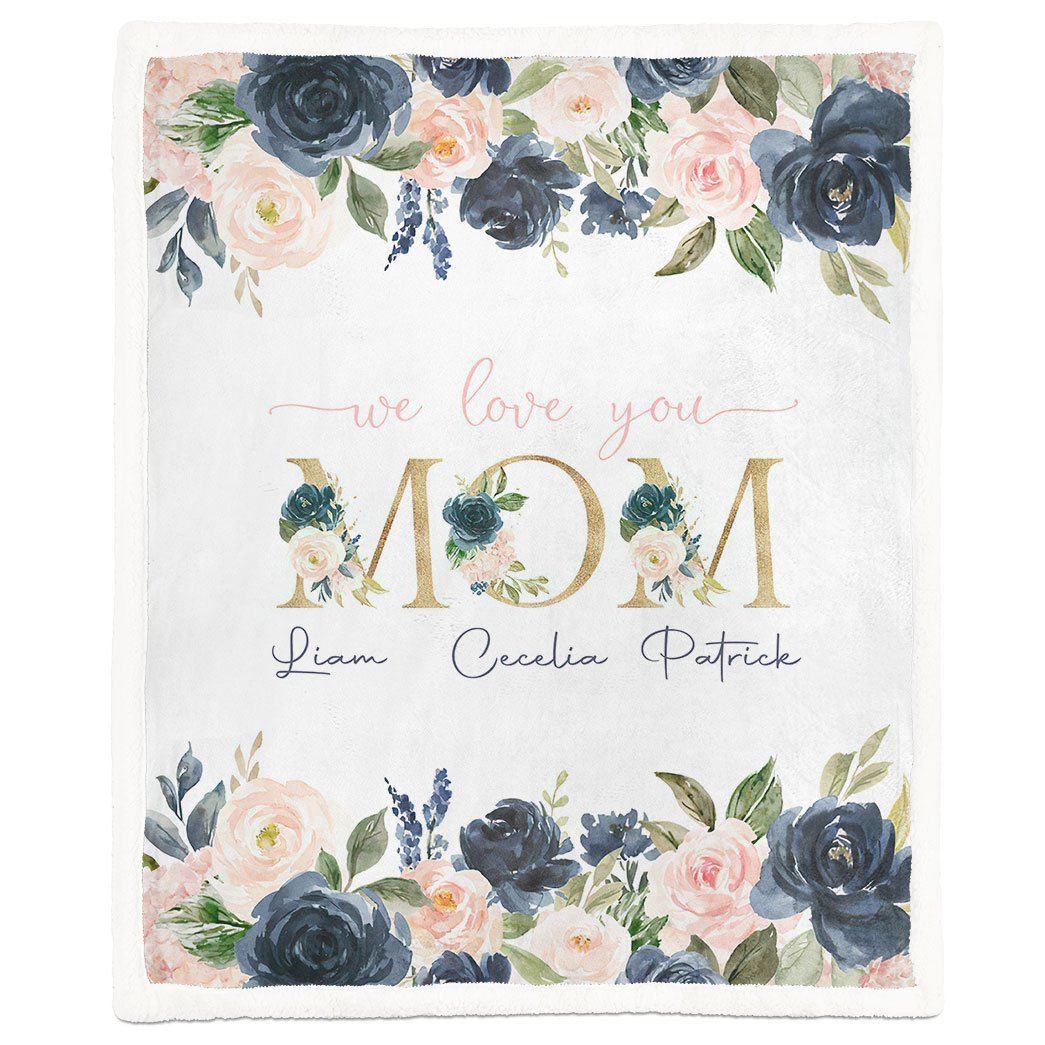 Alldaytee Happy Mothers Day Gift We Love You Mom Custom Name Blanket