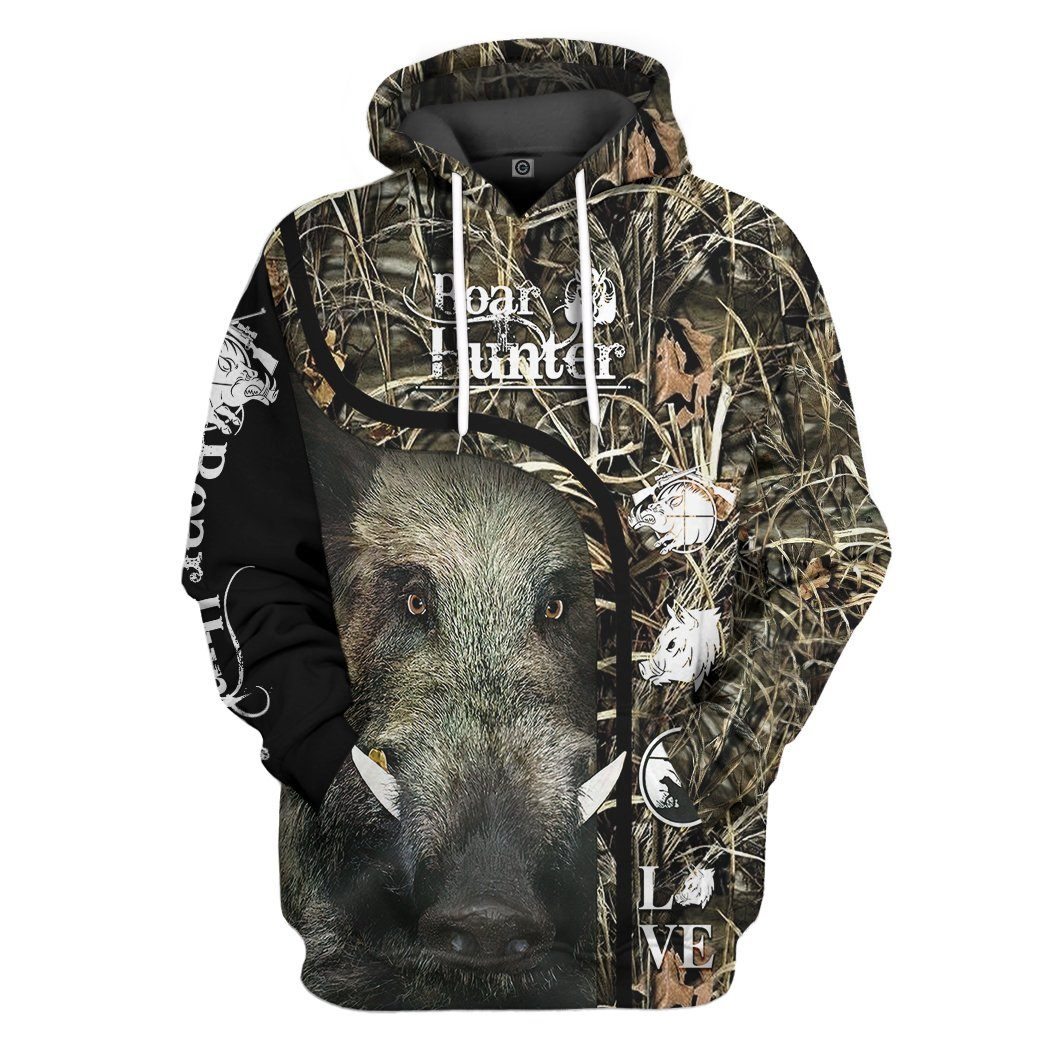 Love Boar Hunter All Over Print T-Shirt Hoodie Fan Gifts Idea