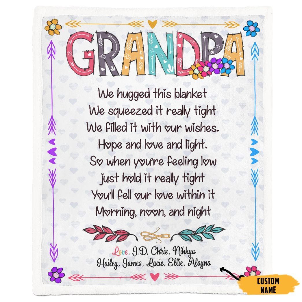 Alldaytee Love Grandpa Fathers Day Gift Custom Name Blanket