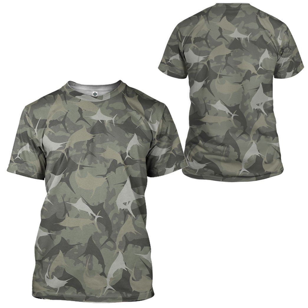 Marlin Camo All Over Print T-Shirt Hoodie Fan Gifts Idea