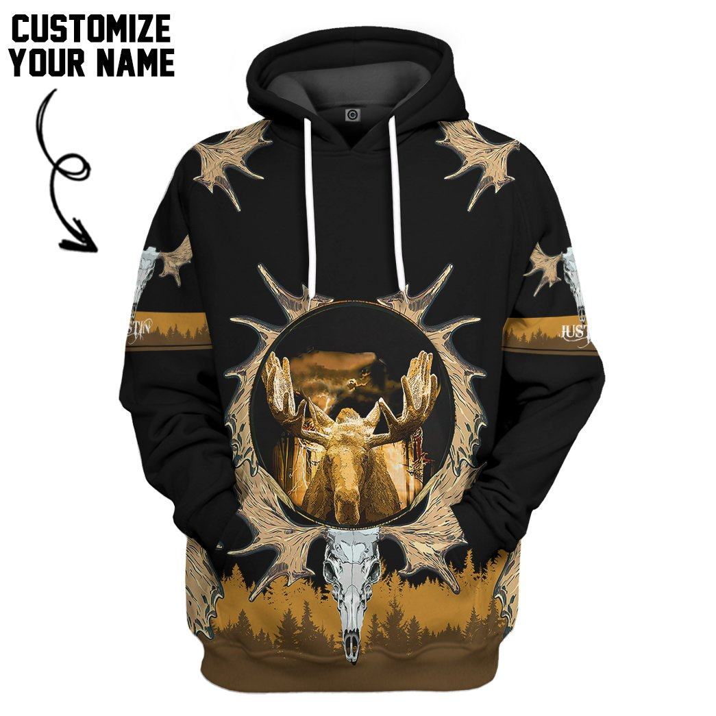 Moose Hunting Custom Name Tshirt Hoodie Apparel