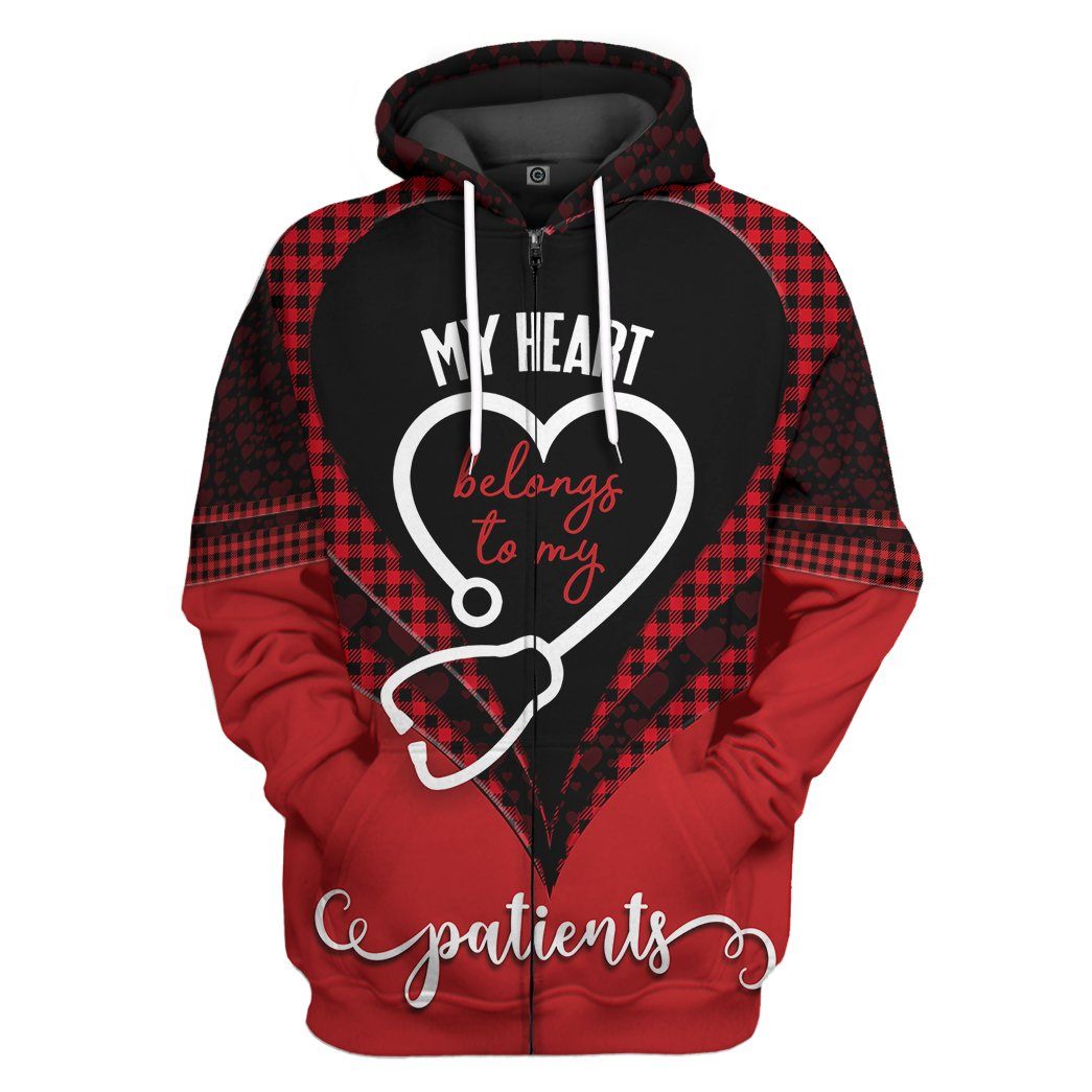 My Heart Belongs To My Patients Nurse Valentine All Over Print T-Shirt Hoodie Fan Gifts Idea 23