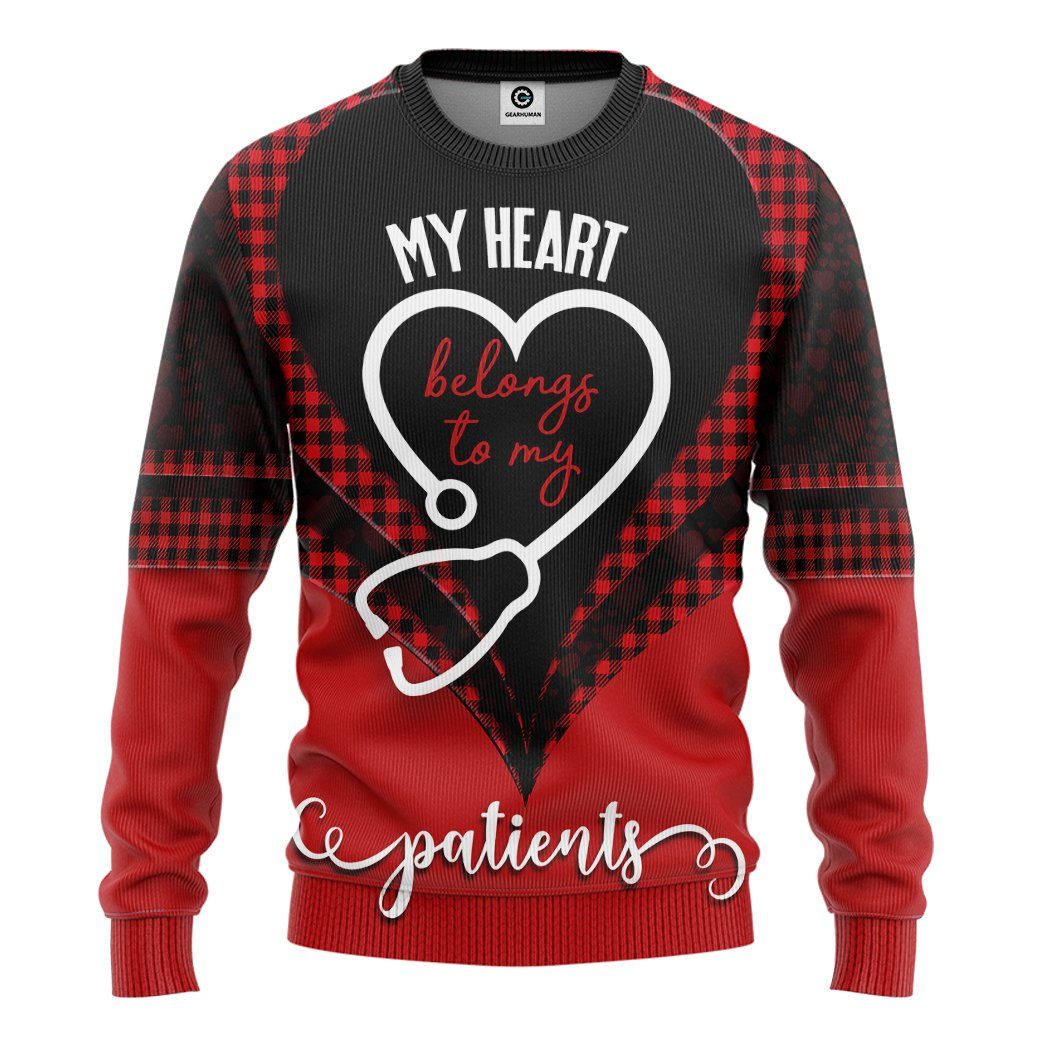 My Heart Belongs To My Patients Nurse Valentine All Over Print T-Shirt Hoodie Fan Gifts Idea