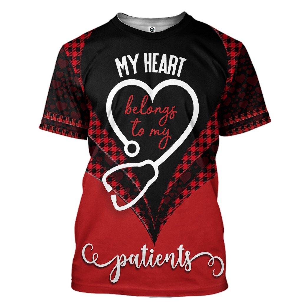 My Heart Belongs To My Patients Nurse Valentine All Over Print T-Shirt Hoodie Fan Gifts Idea 21