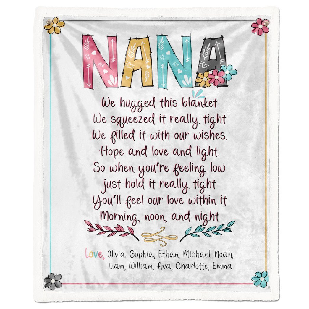 Alldaytee Nana Hugged Love By Grandkids Names Blanket