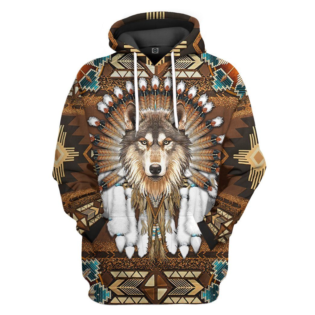 Native American Wolf Tshirt Hoodie Apparel