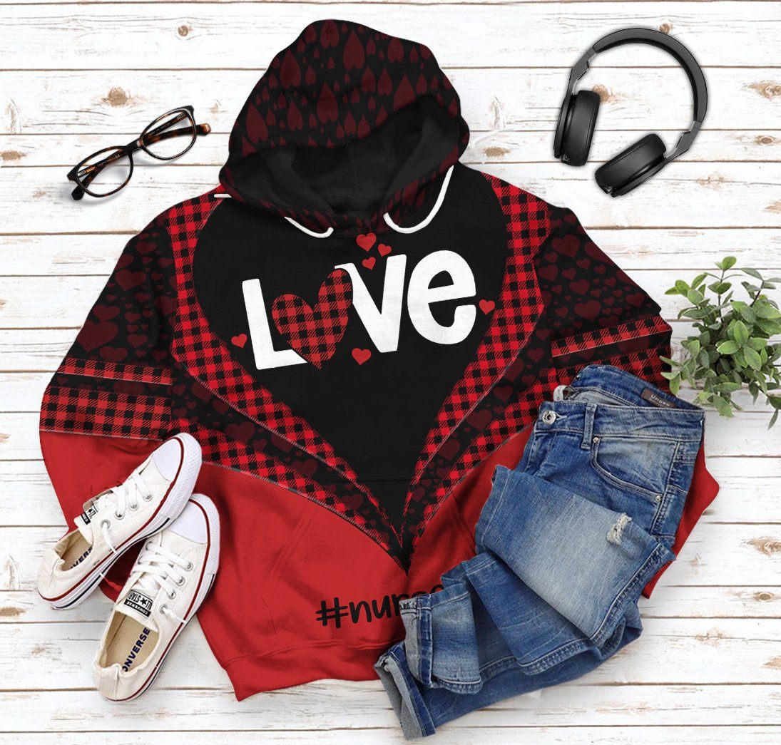 Nurse Life Valentine All Over Print T-Shirt Hoodie Fan Gifts Idea