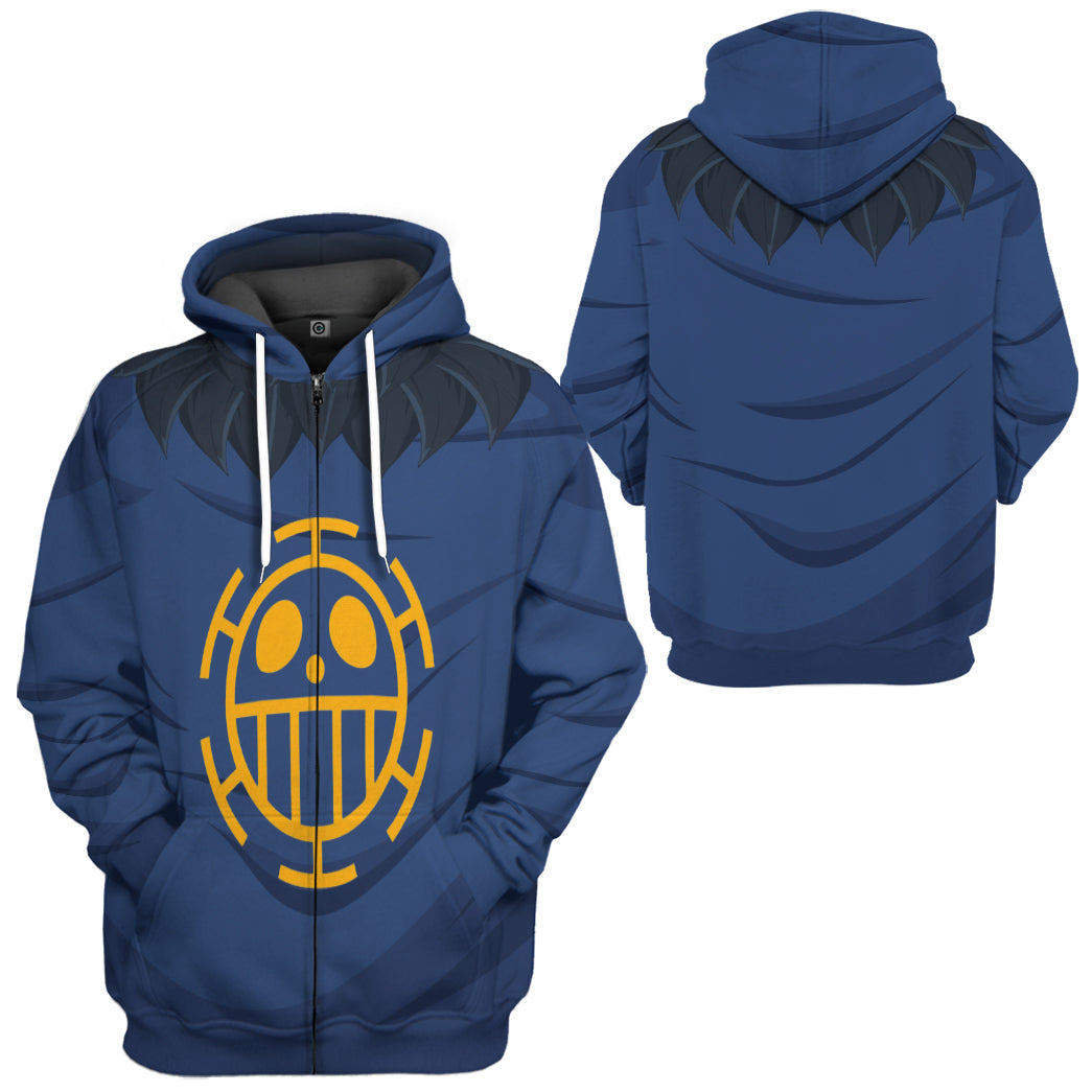 Trafalgar Law One Piece Full Face Zip Hoodie