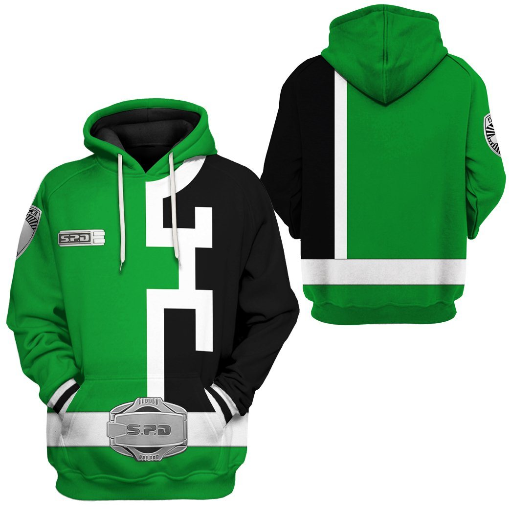 Power Rangers S.P.D Green Tshirt Hoodie Apparel