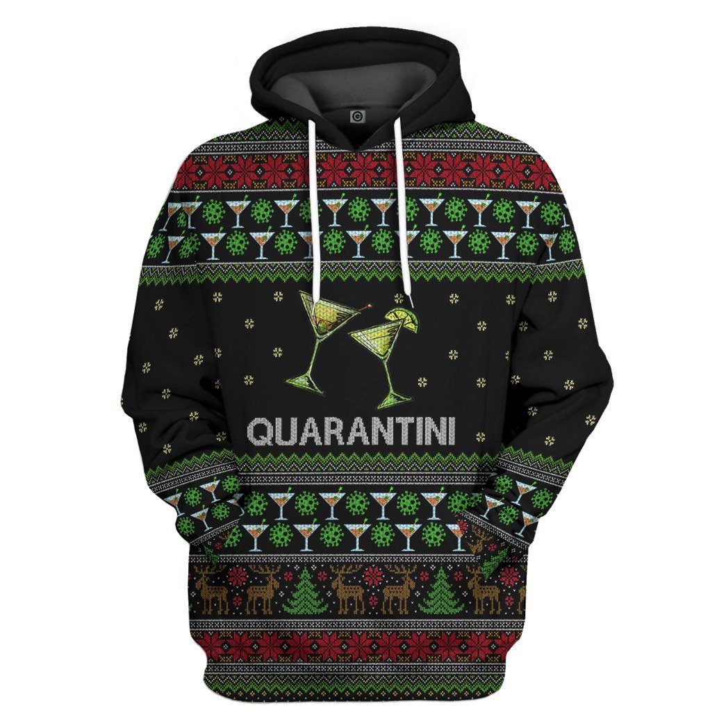 Quarantini Ugly Christmas Sweater All Over Print T-Shirt Hoodie Fan Gifts Idea