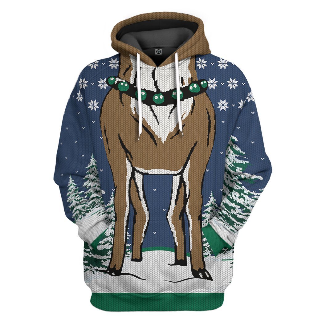 Reindeer Ugly Sweater All Over Print T-Shirt Hoodie Fan Gifts Idea