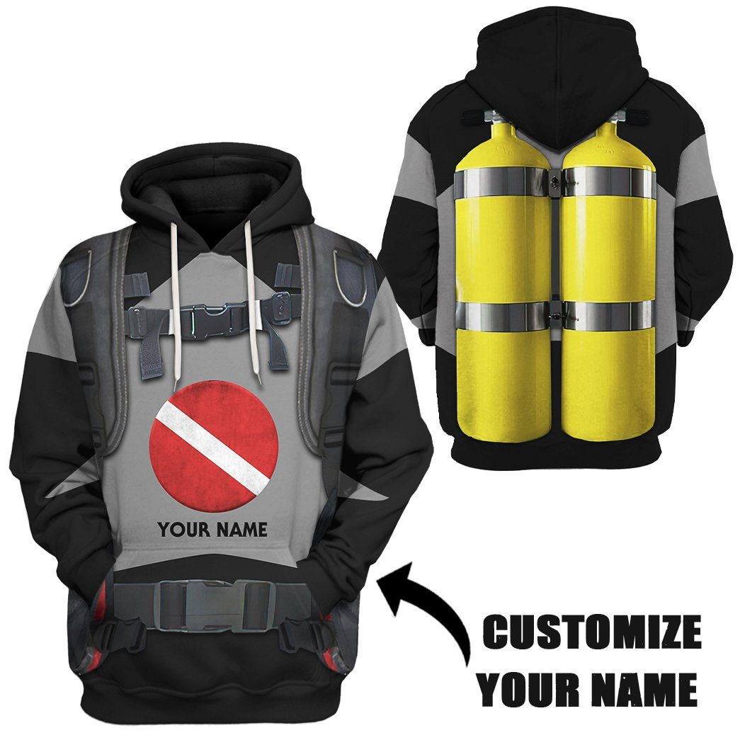 Scuba Diving Suit Custom Name Tshirt Hoodie Apparel