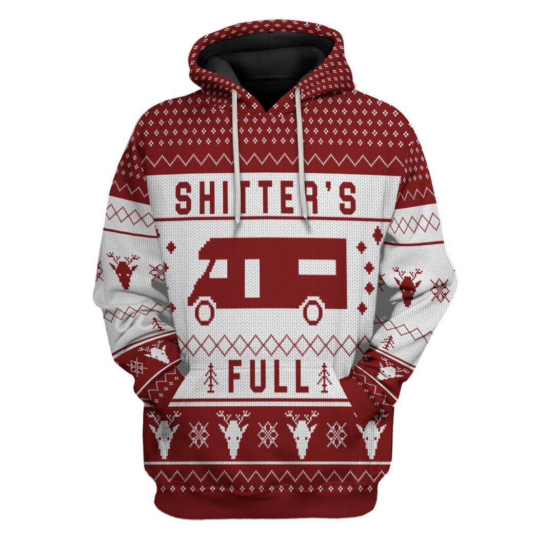 Shitters Full Ugly Christmas Sweater Red Custom Hoodie Apparel