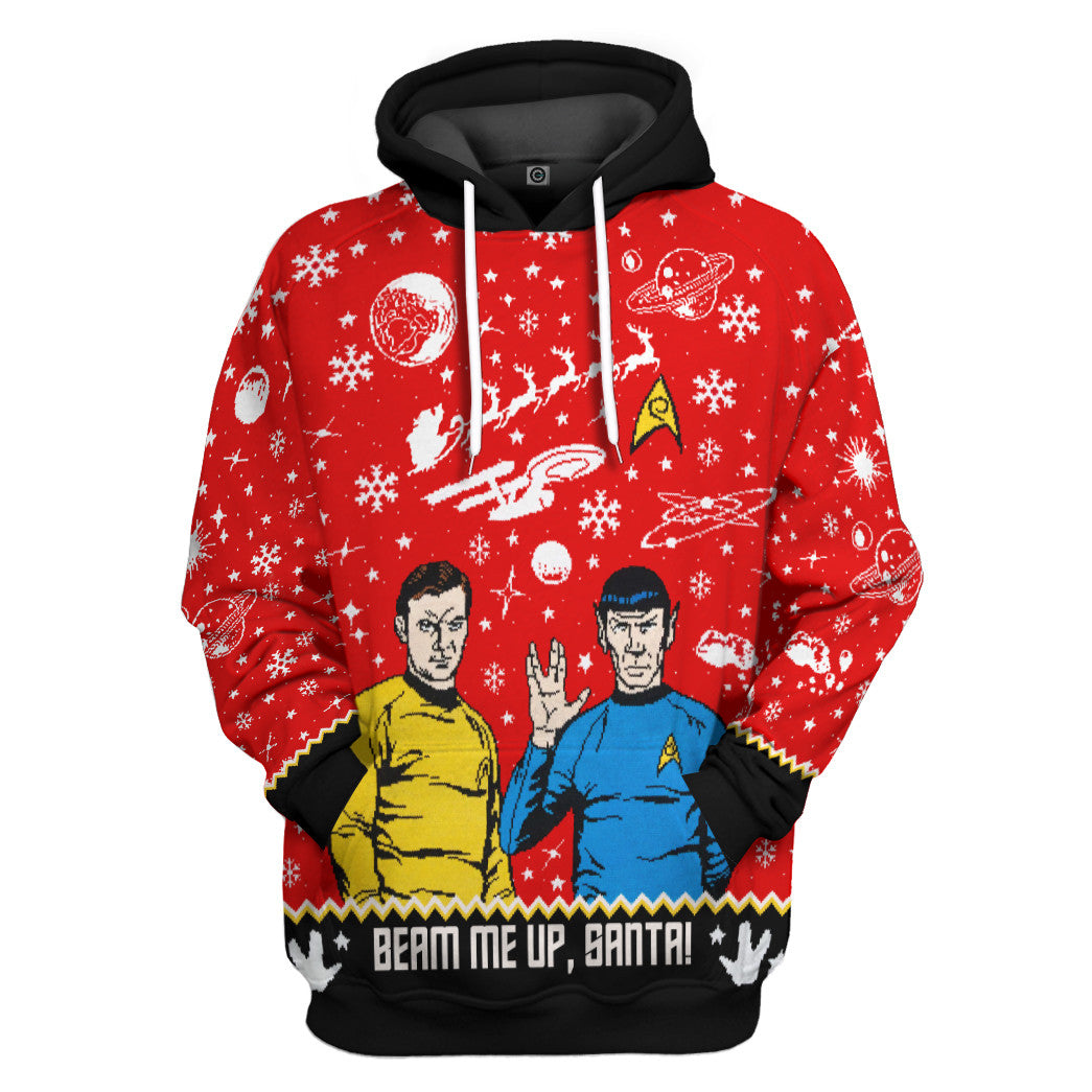 Star Trek Beam Me Up Santa Custom Hoodie Tshirt Apparel