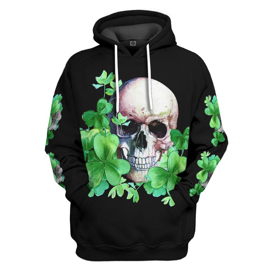 St Patrick Day Shamrock Skull Tshirt Hoodie Apparel