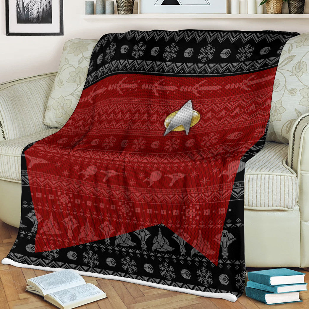 Alldaytee S.T The Next Generation 1987 Red Ugly Christmas Custom Blanket 3