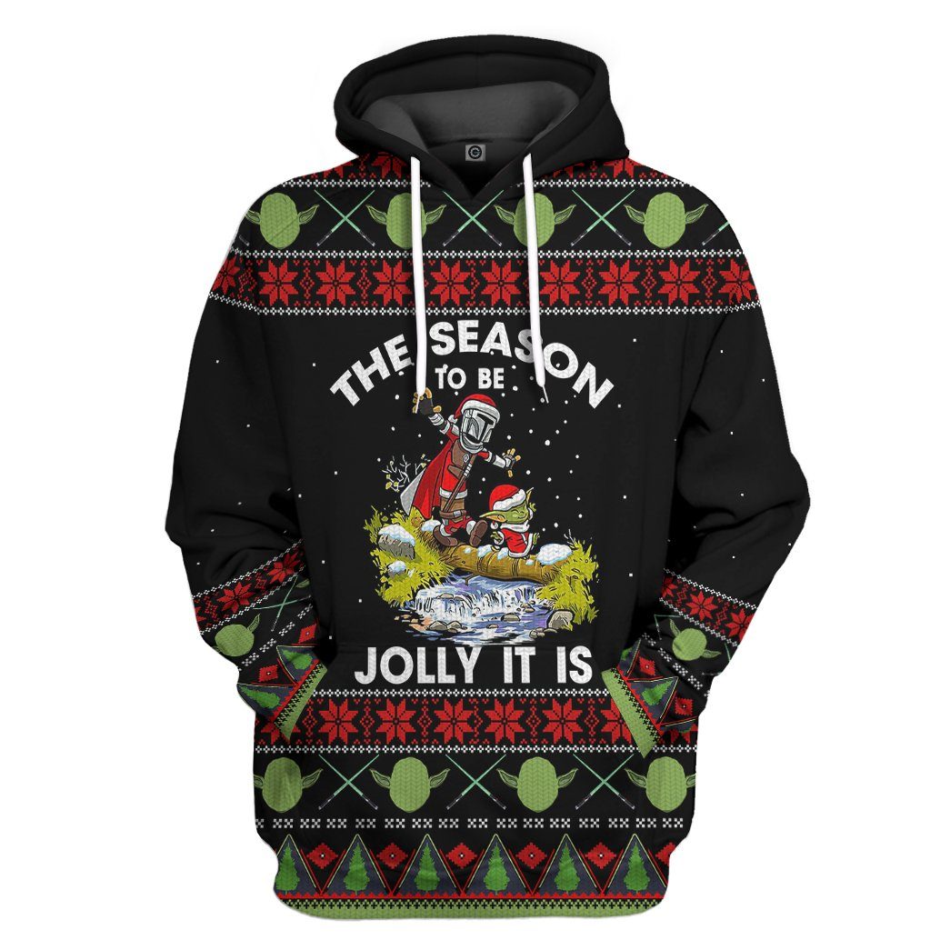 Star Wars Yoda And Mandalorian Christmas Ugly Sweater Tshirt Hoodie Apparel