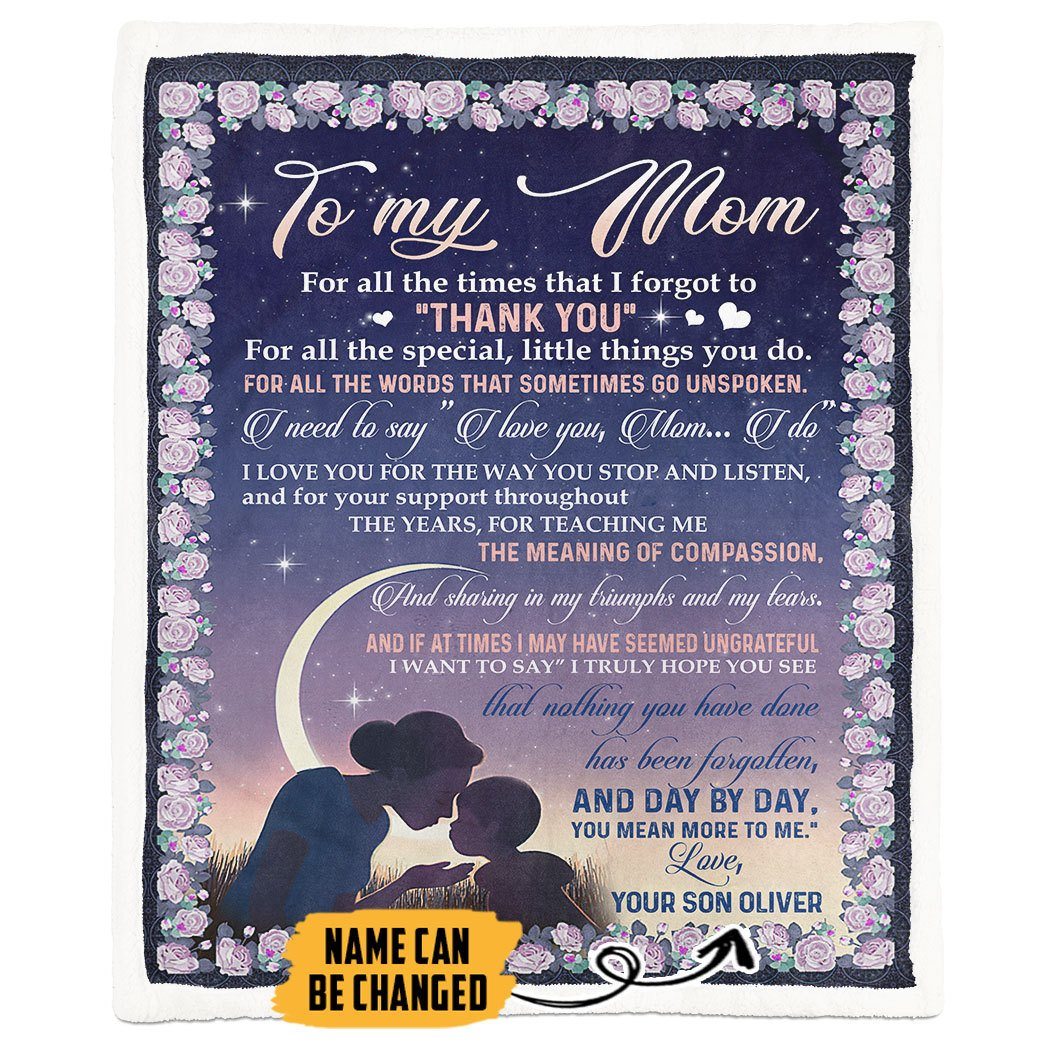 Alldaytee Thank You Mom Happy Mothers Day Custom Name Blanket